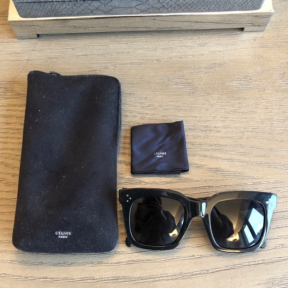 Celine Sunglasses Sunnies Black Oversized Square 41076S - Picture 3 of 6